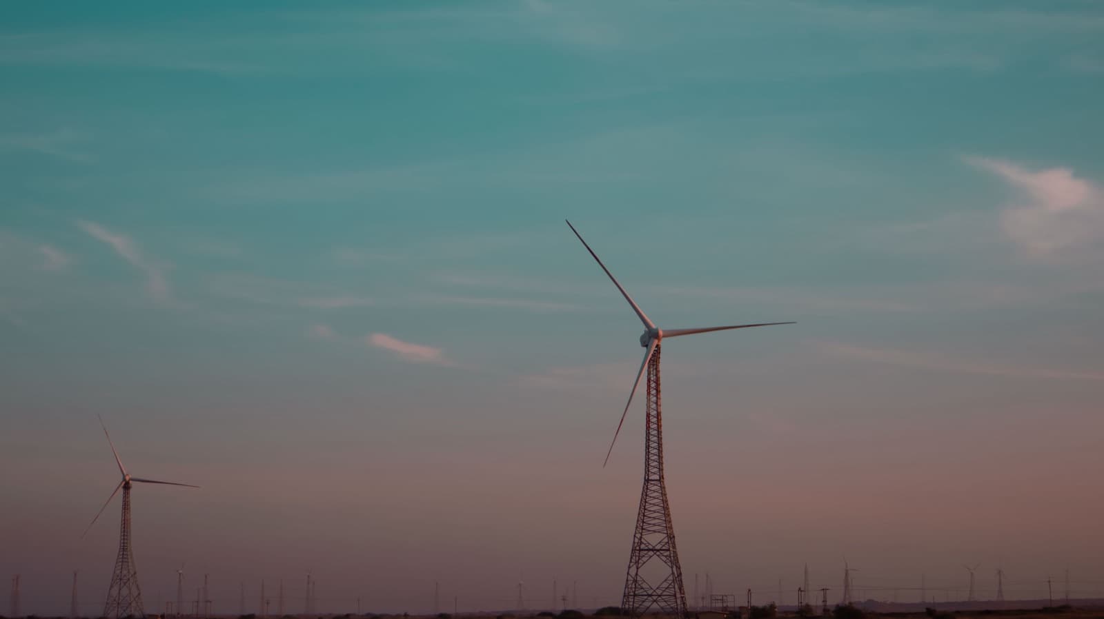 Wind turbines at dusk